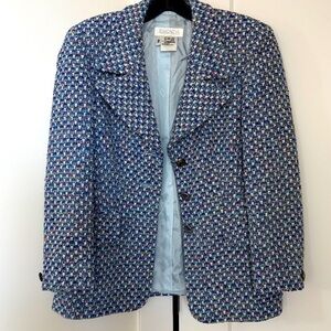 Escada Vintage Woven Textured Single-breasted Tweed Blazer Multicolor Size 36